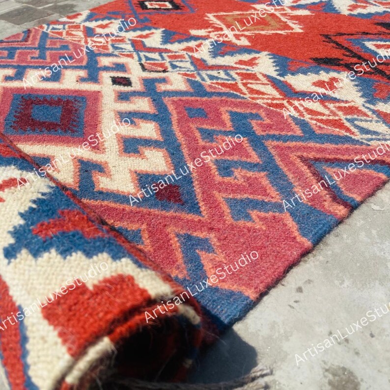 Handwoven Southwestern Stair Runner Rug | Geometric Navajo Style Carpet ...