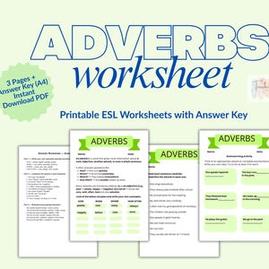 Werkbladen grammatica bijwoorden • ESL-grammaticaoefening • Afdrukbare Engelse activiteit (pdf)