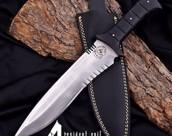 Handmade D2 Steel RE4 Replica Knife: Leon Kennedy Game Knife with Sheath
