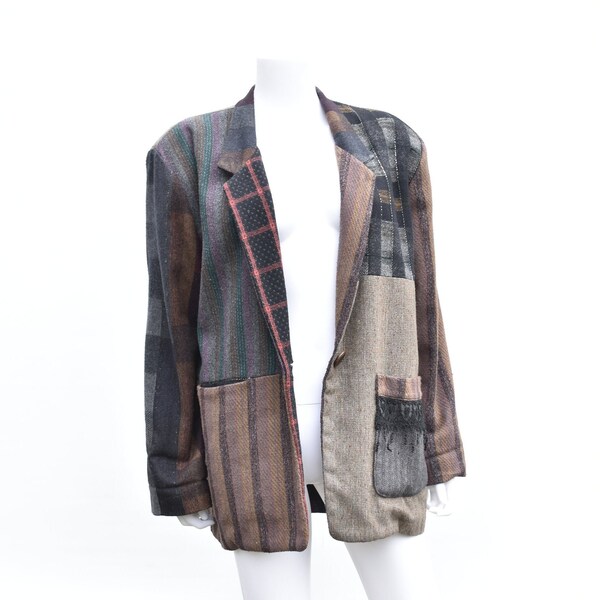 Vintage 80s Patchwork Blazer by Zoe size Oversize M - L  item#Y25