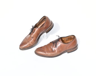 Vintage Allen Edmonds Delray Brown Leather Moc Toe Oxford Dress Shoes Mens 8 1/2