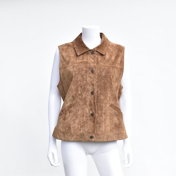 Vintage Eddie Bauer Suede Leather Button Up Vest Seattle Suede size L