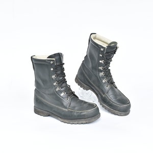 Vintage Cabelas Olive Green Leather Moc Toe Logger Work Boots mens EE  item#N1