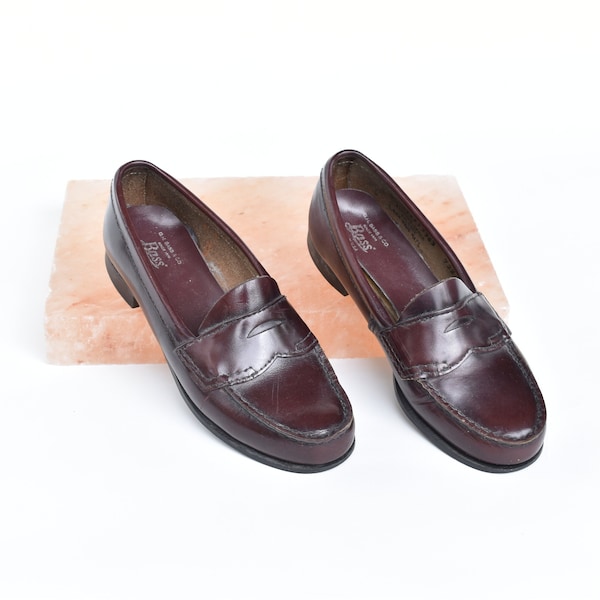 Vintage GH Bass Penny Loafers Burgundy Leather Womens 5