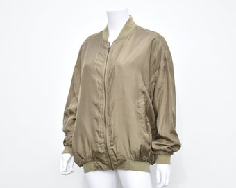 Vintage 100% Silk Bomber Style Jacket by Robert Stock size M