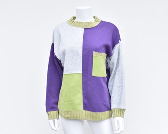 Vintage 80's Milti Color Crewneck Sweatshirt with Pocket by First Run size M