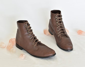 Vintage Brown Leather Ankle Boots by 