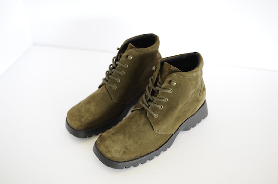 Vintage Glacée Olive Green Suede 