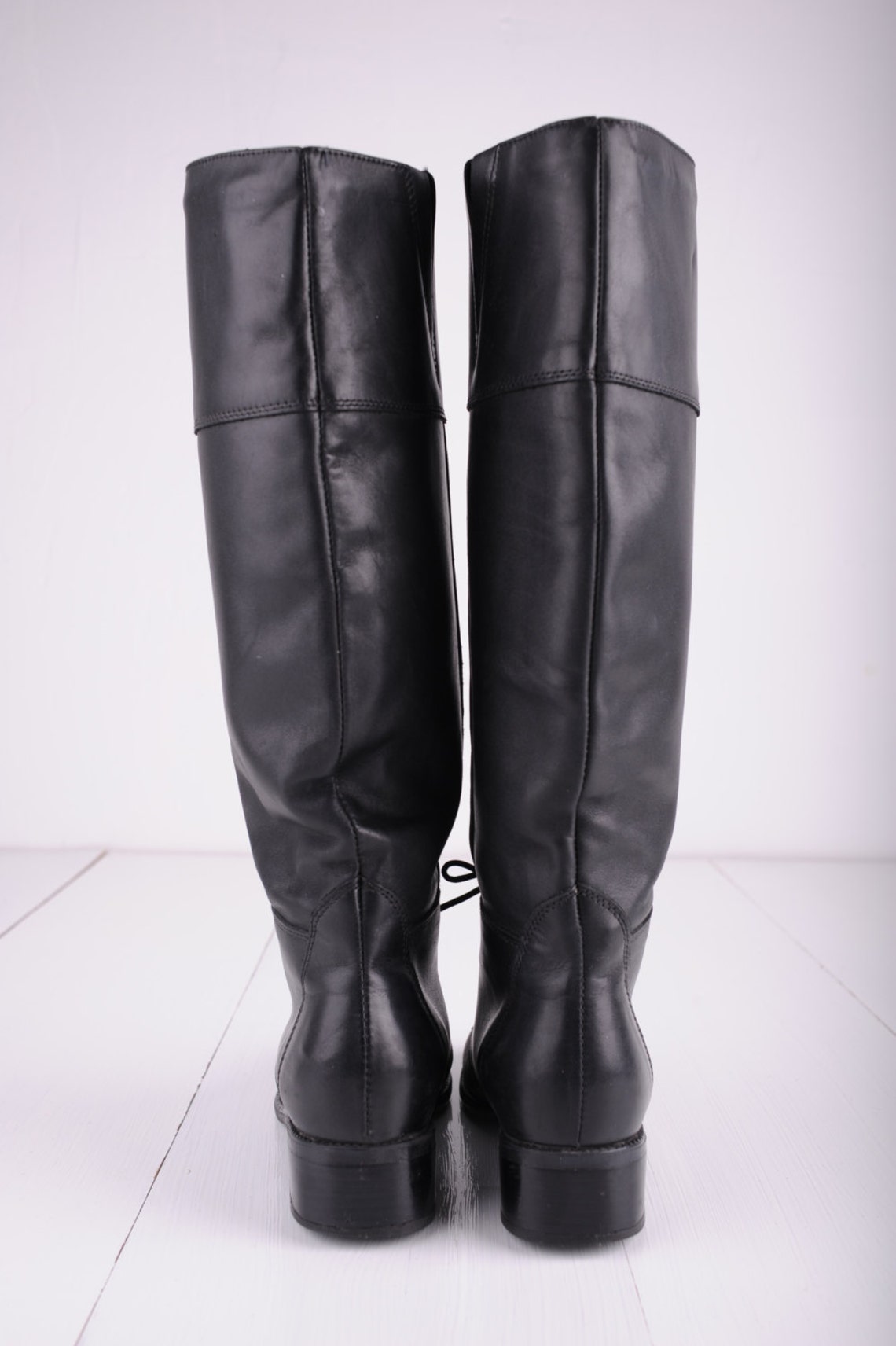 Vintage Blondo Black Leather Tall Riding Boots Made in - Etsy