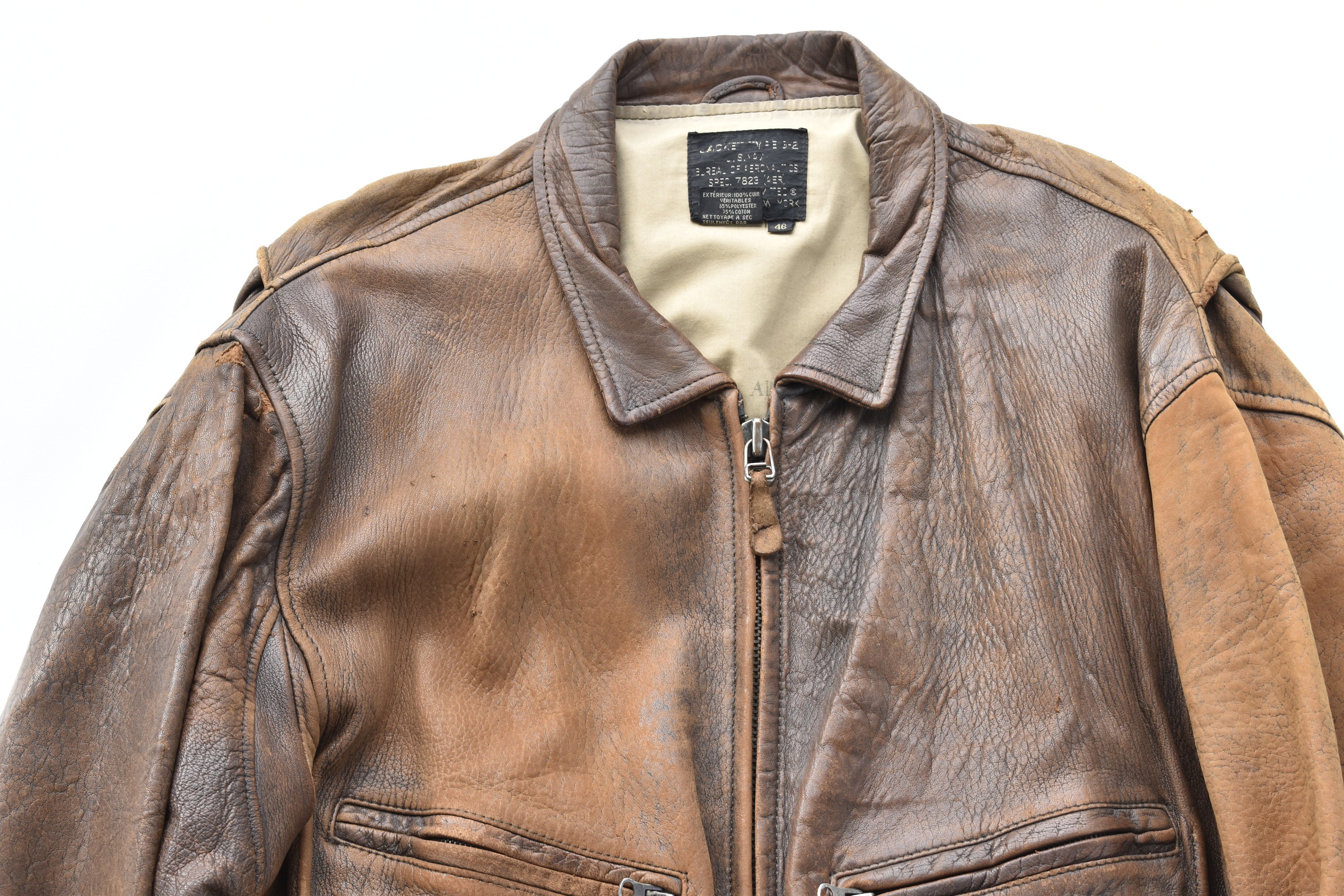 Vintage Avirex G-2 Distressed Leather Bomber Flight Jacket