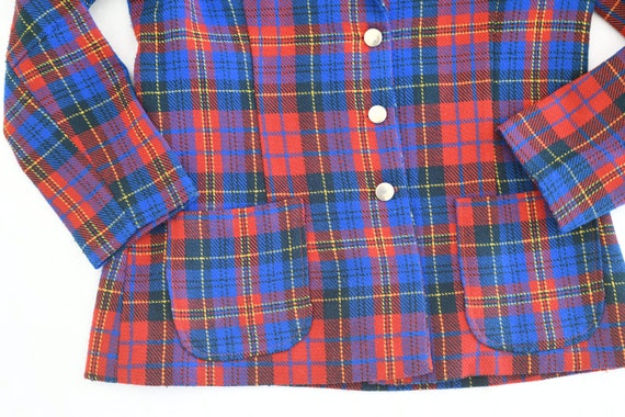 Vintage Red & Blue Plaid Blazer, Size M-L // ITEM… - image 3
