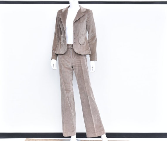 Vintage 60's Corduroy Bell Bottom Suit Pants and Blazer Slight Flare XS item#Z95