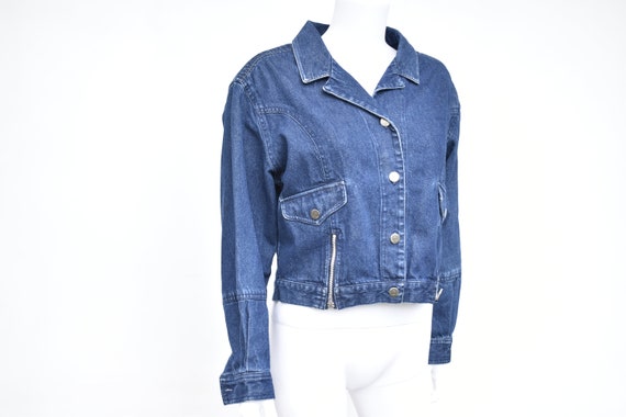 Vintage 80s Calvin Klein Cropped Denim Jacket Mot… - image 2