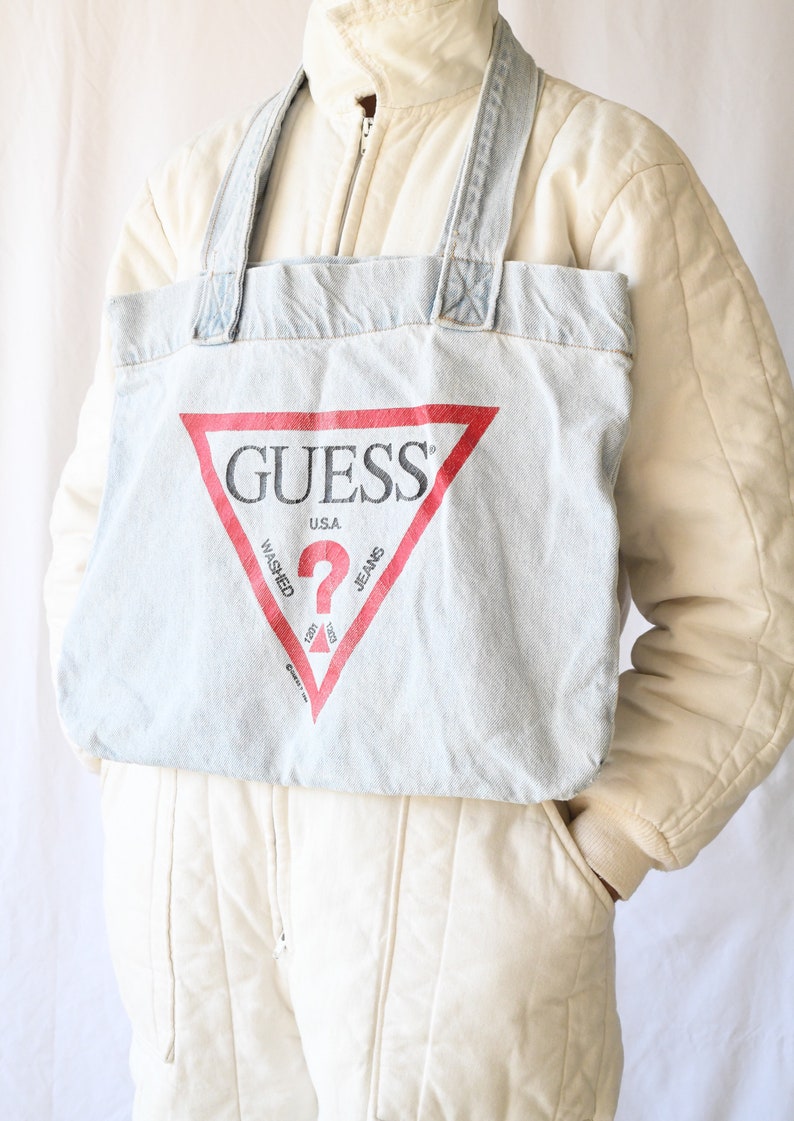 Vintage Guess Light Blue Denim Tote Bag Made in USA ITEM-C54