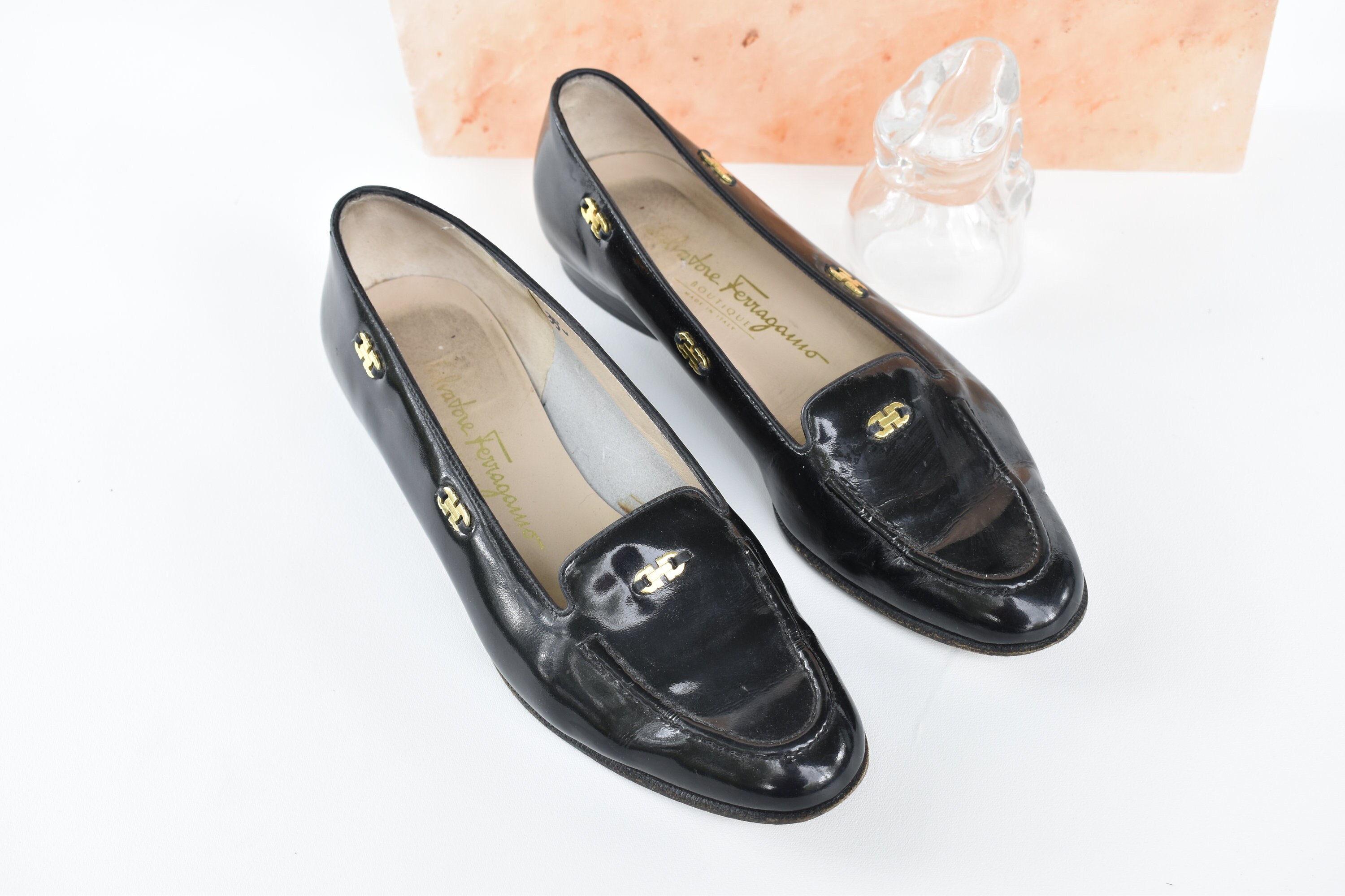 小物 vintage made in italy feragamo cashmere Salvatore Ferragamo Espresso Calf Croco Print Shoes Made in