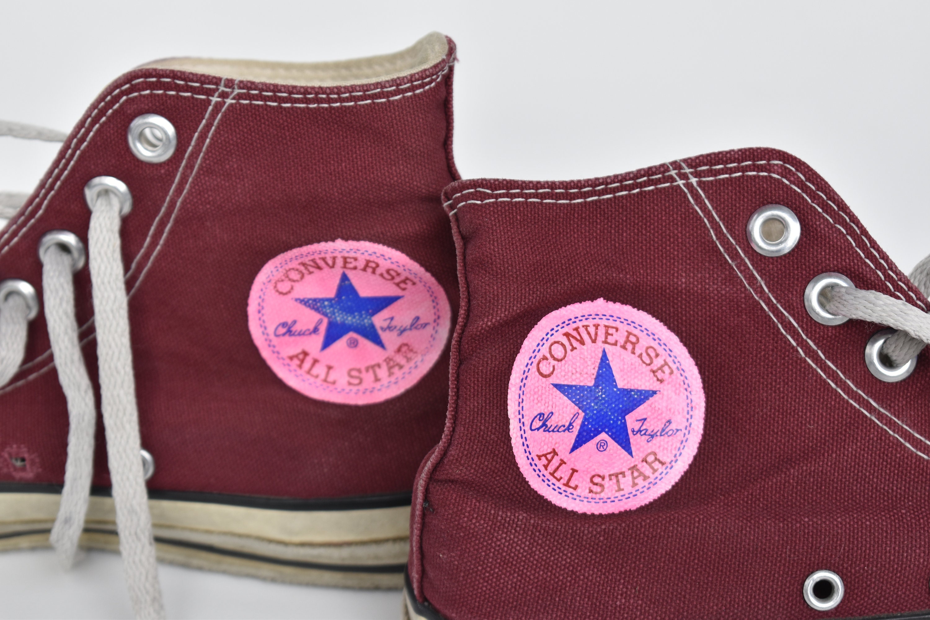 Vintage USA Converse All Star Hi Top Sneakers With Pink Vintage USA Converse All Star Hi Top Sneakers With Pink