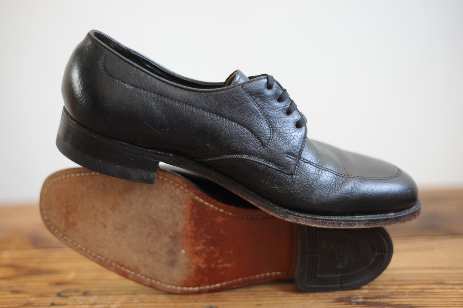 Vintage Black Leather Florsheim Dress Shoes Mens 8 1/2 / - Etsy