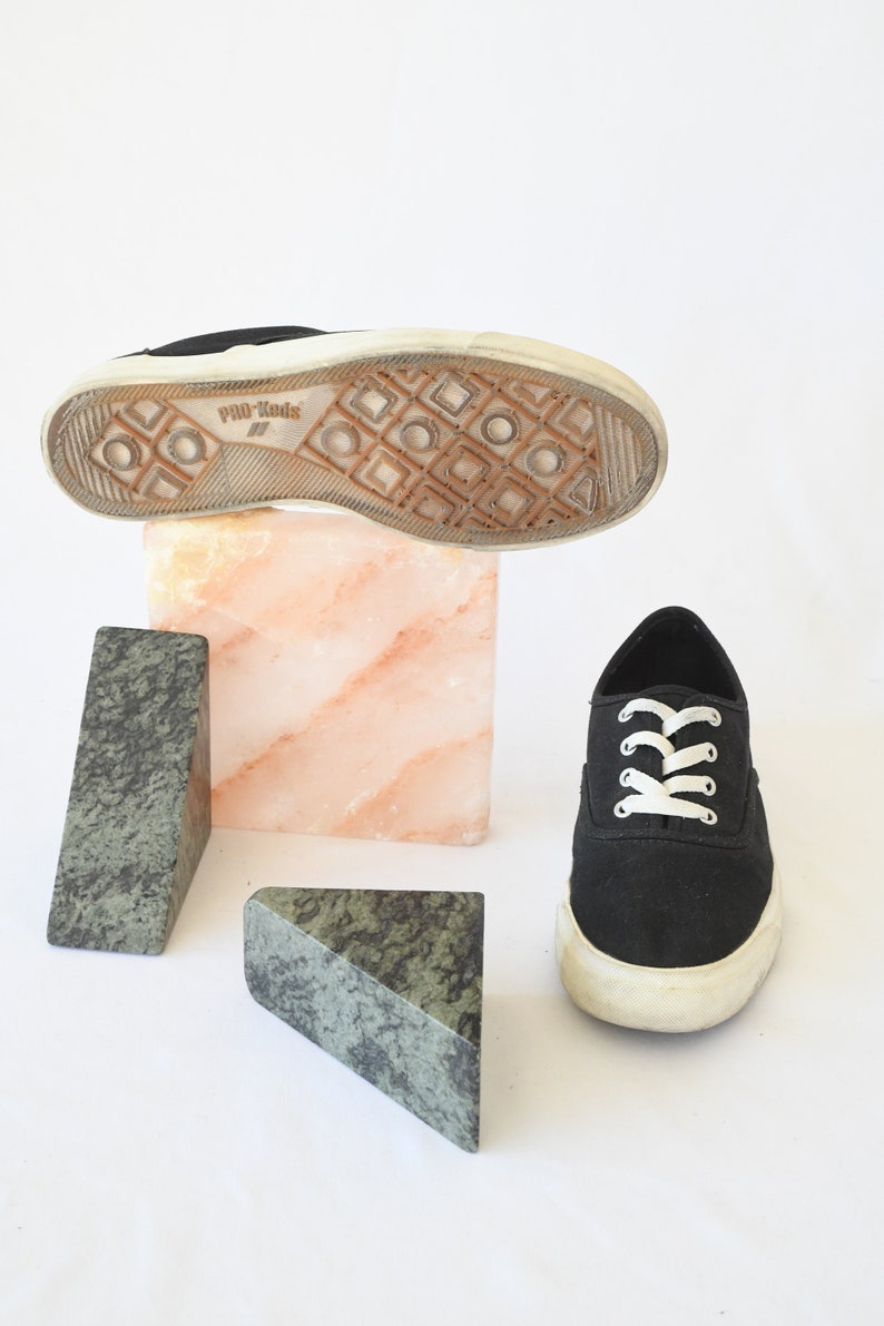 Women/'s US 8 ITEM-F133 Vintage Pro Keds Black Canvas Sneakers