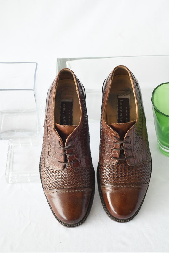 Vintage Johnston & Murphy Brown Woven Leather Oxford Shoes Vintage Johnston & Murphy Brown Woven Leather Oxford Shoes