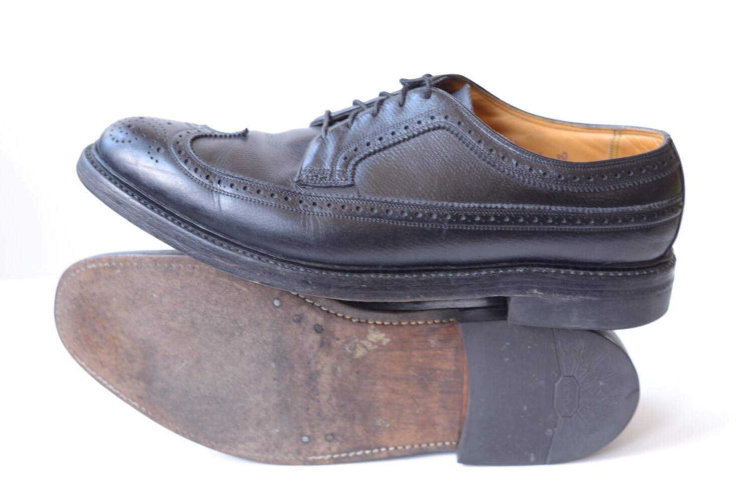 Vintage Florsheim Imperial Black Leather Wingtip Oxfords Mens - Etsy