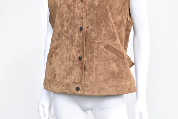 Vintage Eddie Bauer Suede Leather Button Up Vest … - image 5