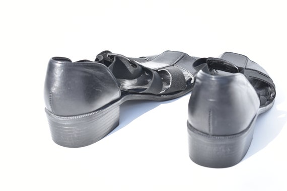 Vintage Black Leather Mary Jane Open Toe Sandal S… - image 2
