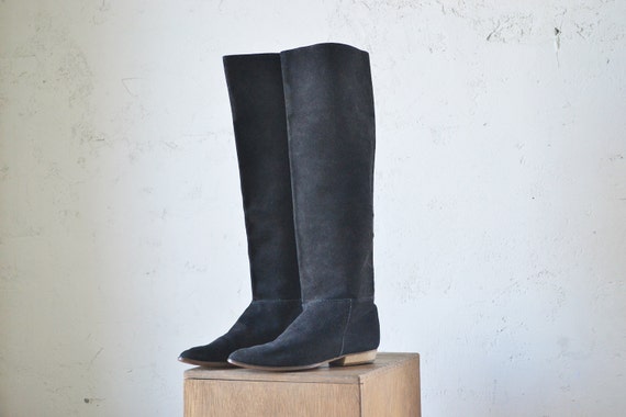 tall black suede boots