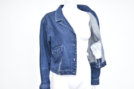 Vintage 80s Calvin Klein Cropped Denim Jacket Mot… - image 8