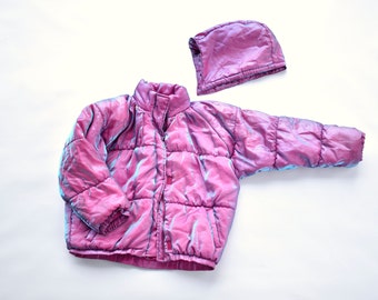Vintage Translucent Purple Hooded Winter Puffy Coat size S