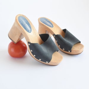 Vintage Blue Matte Leather Mules by Leather Collection, Made in Italy, Womens 6 / ITEM-F196 image 1