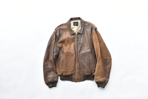 Vintage Avirex G-2 Distressed Leather Bomber Flight Jacket