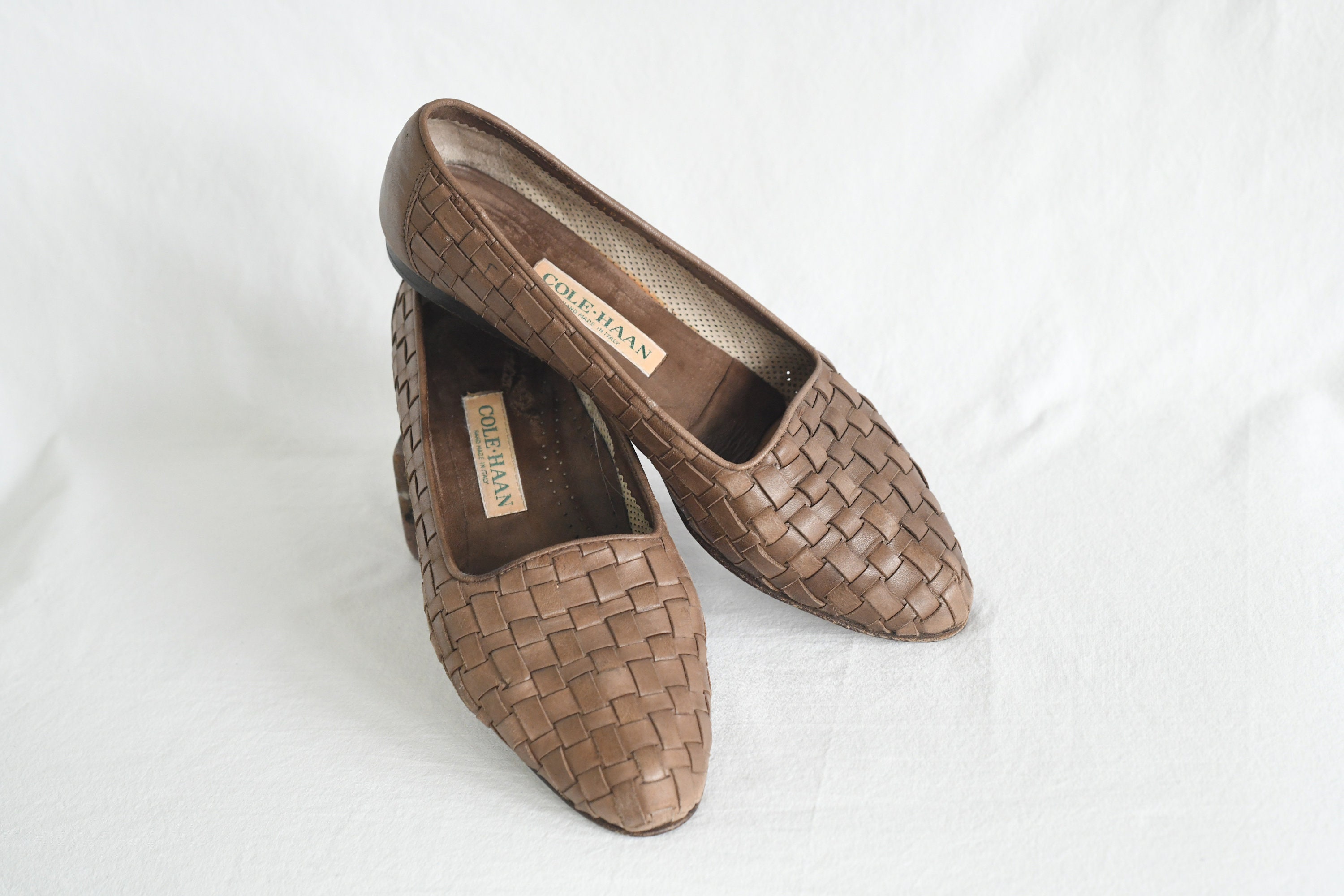 Vintage Cole Haan Beige Woven Leather 
