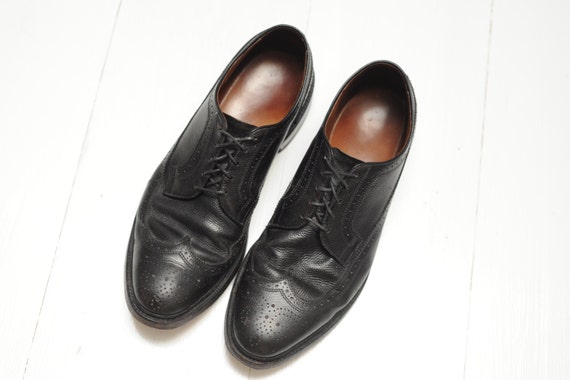 Vintage Allen Edmonds Black Pebbled Leather Wingti