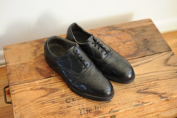 Vintage Red Wing Black Leather Oxford Wingtip Mens Dress Shoes