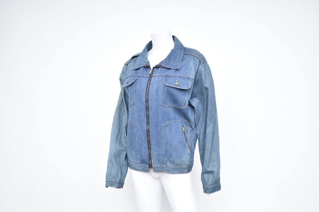Vintage 70s Hong Kong Zip up Denim Jacket by Century