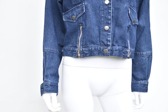 Vintage 80s Calvin Klein Cropped Denim Jacket Mot… - image 4