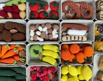 Fruit en groenten voor de speelwinkel/kinderkeuken, bijv. 1 wortel