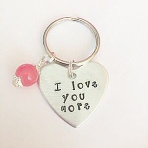 I Love You More Keyring - Hand Stamped Keyring - I Love You More Keychain - Romantic Keyring - Valentines Gift - Gift For Her