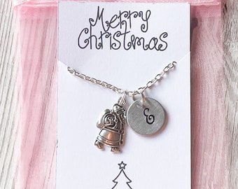 Christmas Santa Necklace For Girls Gifts, Personalised Necklace Christmas Gift For Her, Initial Necklace, Santa Jewelry, Santa Necklace Girl