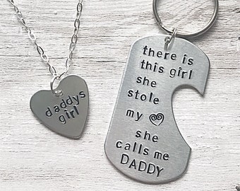 Matching Father Daughter Gift, There Is This Girl She Stole My Heart, Daddys Girl Necklace, Father Daughter Jewelry, Gift For Dad