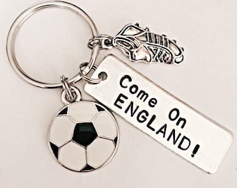 England Football Keyring For Children Keyring, World Cup Gift For Kids Keyrings, Hand Stamped Keyring, Football Gifts, Children Gifts