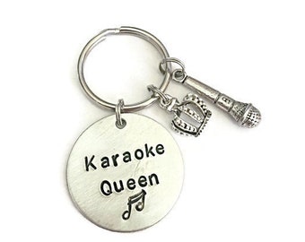 Karaoke Gifts For Singer Keychain, Hand Stamped Keyring For Ladies, Musical Keyring For Women, Fun Keyring, Singer Gift, Gift For Her