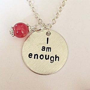 mindfulness anxiety personalised gifts self love I am enough necklace