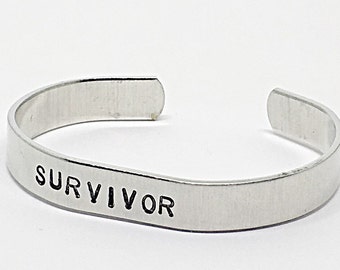 Hand Stamped Survivor Bracelet, Cuff Bracelet, Hand Stamped Bracelet, Survivor Cuff, Survivor Bracelet, Survivor Jewelry, Survivor Gift