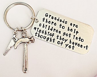 Grandad Gifts For Grandad Keyring, Grandfather Gift Keychain For Him, Hand Stamped Keyring, Gift From Grandkids, Grandad Keychain, Quote