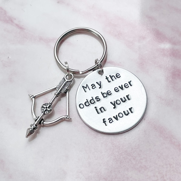 May The Odds Be Ever In Your Favor, Movie Keyring, Hand Stamped Keyring, Quote Keychain, Movie Keychain, Gift For Movie Lover, Movie Gifts