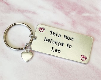 Mummy Keyring Personalised Gift For Mum Birthday Gift, This Mummy Belongs To Keyring For Mum, Hand Stamped Keyring, Mummy Gift From Child