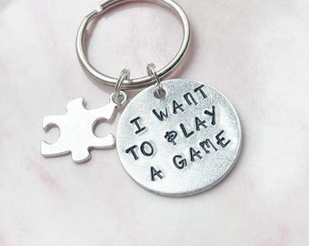 Saw Movie Keyring, Horror Movie Keyring, I Want To Play A Game, Movie Quote Keyring, Halloween Keyring, Horror Movie Gifts, Halloween Gift