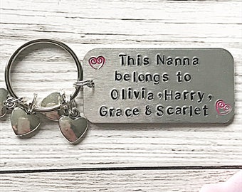 This Nanna Belongs To Keyring, Grandma Keyring, Hand Stamped Keyring, Grandchildren Keyring, Nanny Gift, Gifts For Grandma, Family Gift