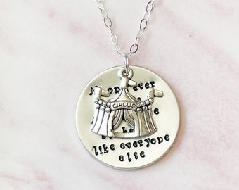 Circus Tent Charm Necklace: Hand Stamped Quote Pendant, Inspirational Gift
